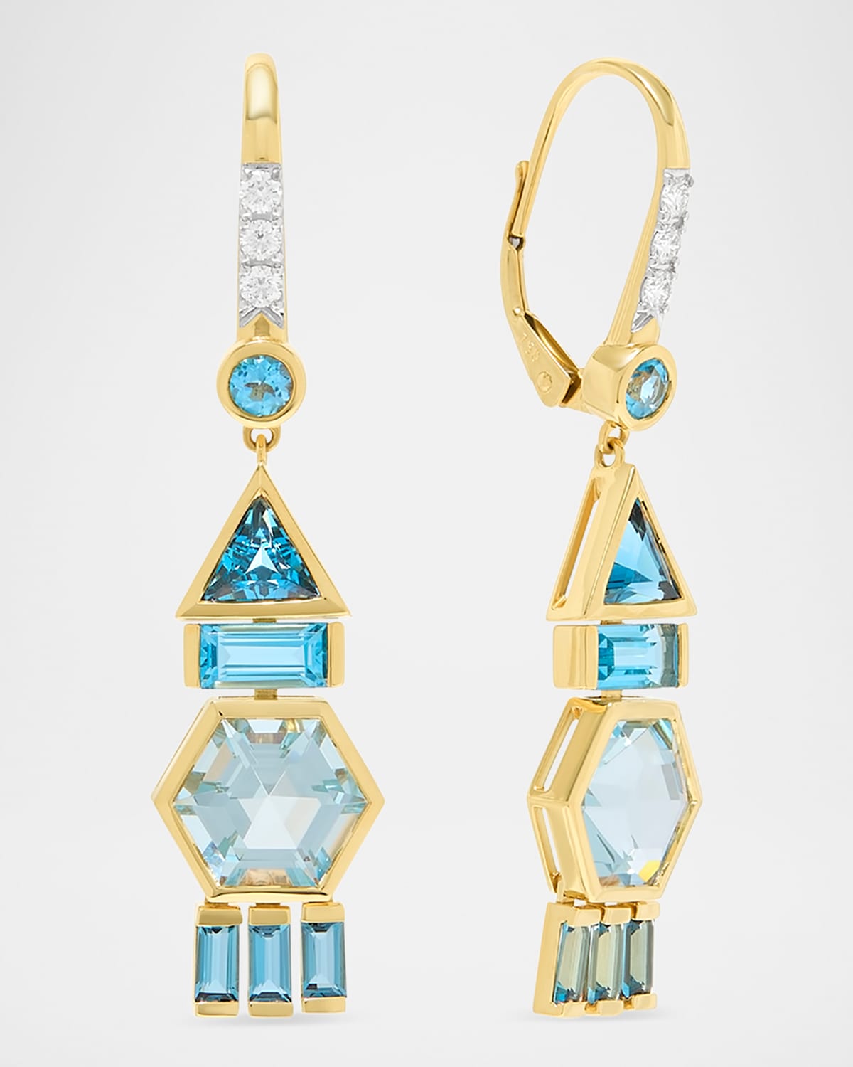 18K Yellow Gold Round Dangle Earrings