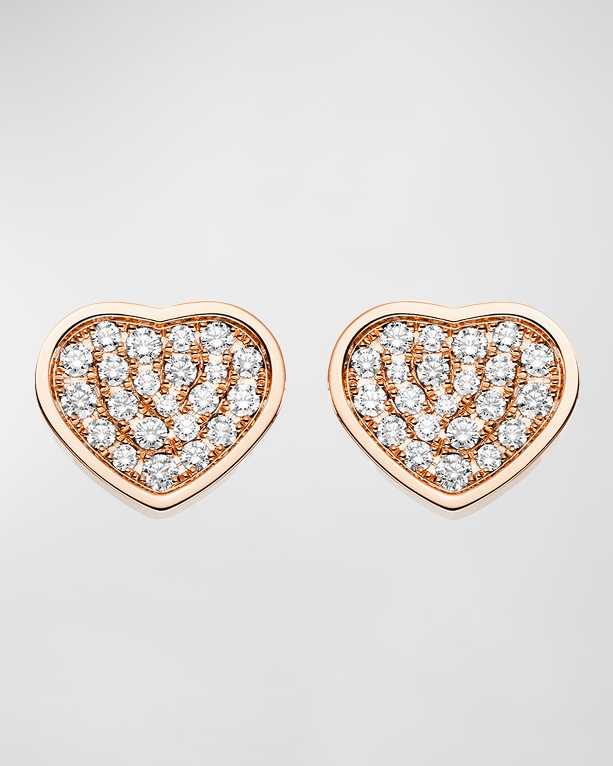 Happy Hearts 18K Rose Gold Diamond Stud Earrings