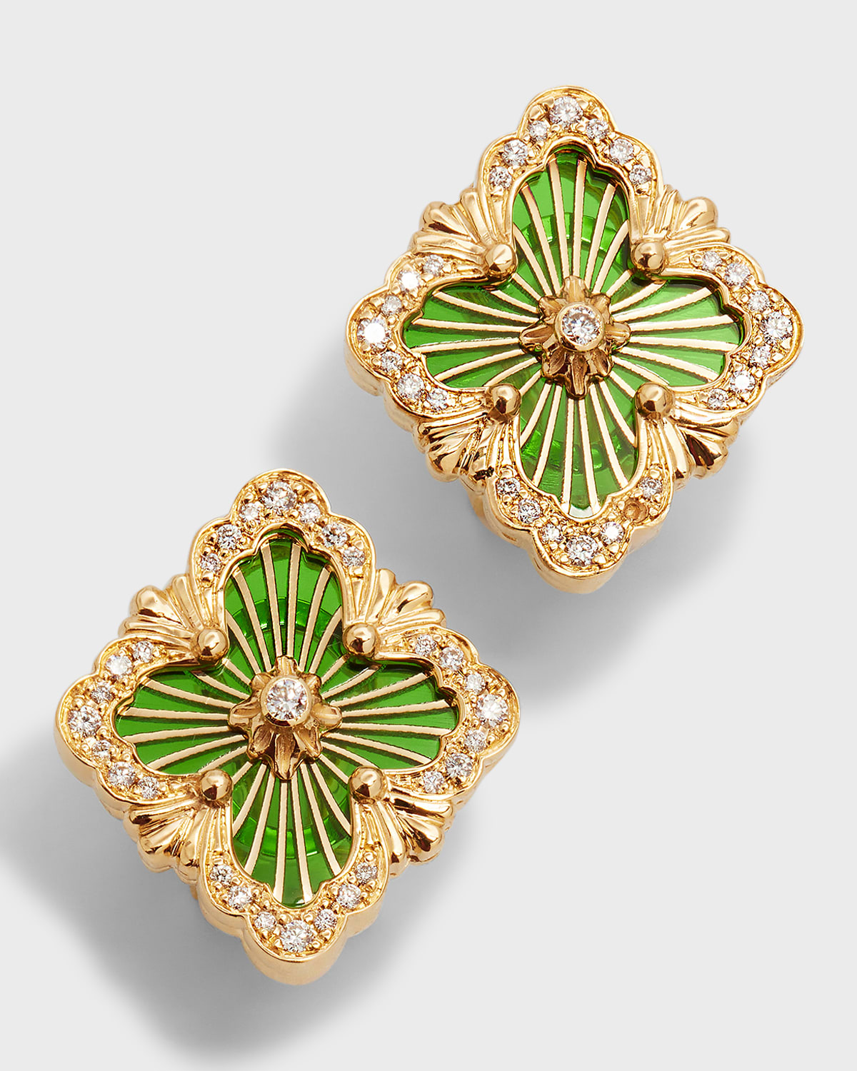Opera Tulle 18K Green Enamel Diamond Earrings