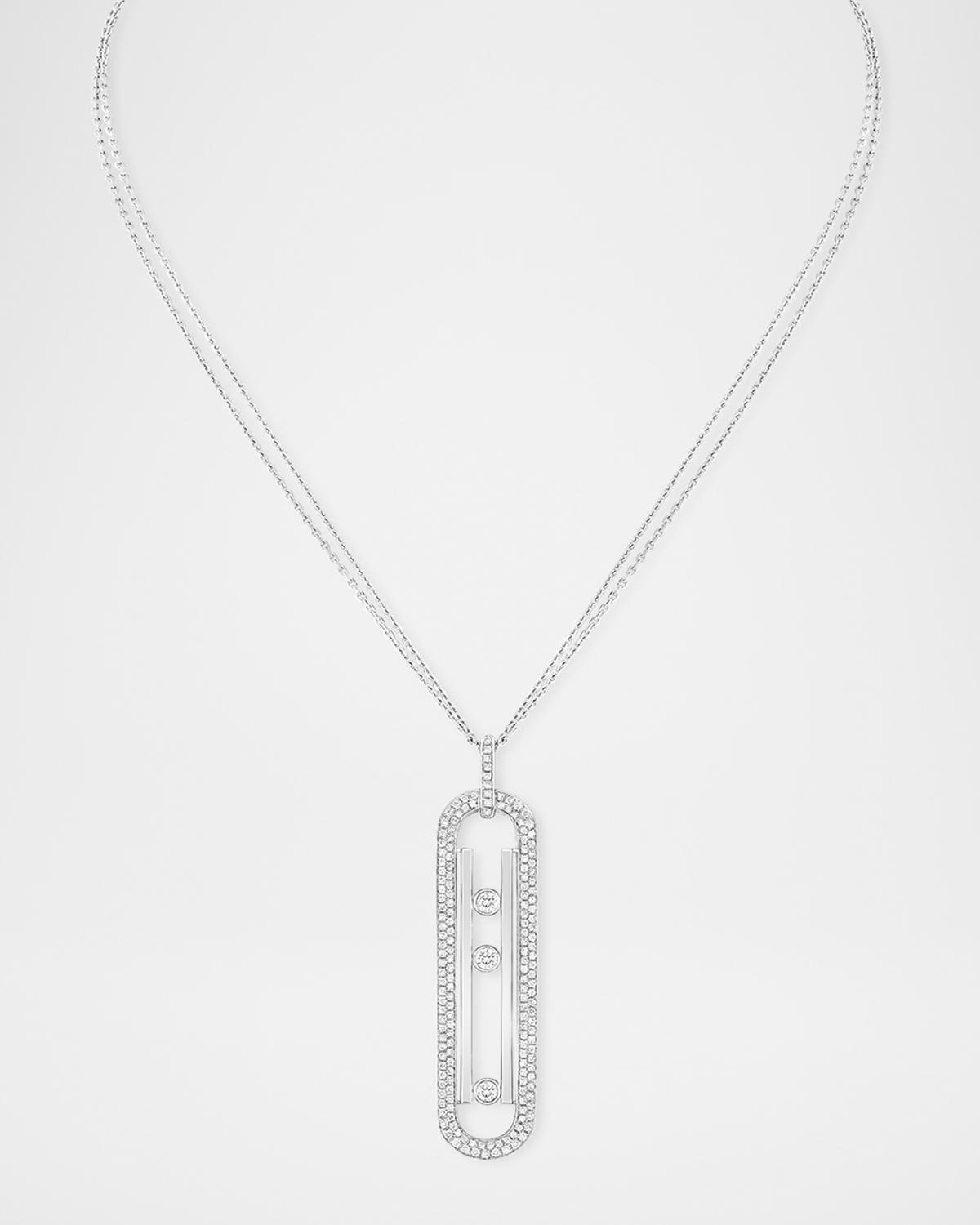 Move Diamond 18K White Gold Long Necklace
