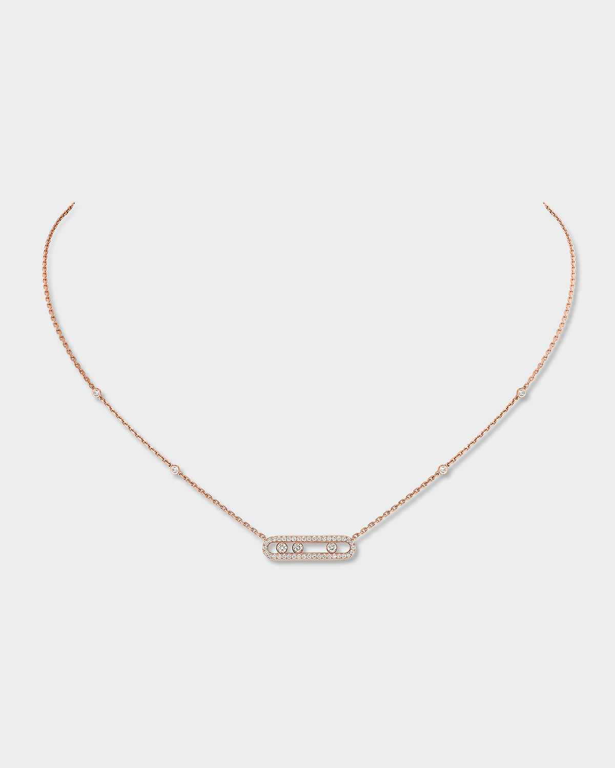 Messika Baby Move 18k Rose Gold Diamond Pave Necklace In 15 Rose Gold