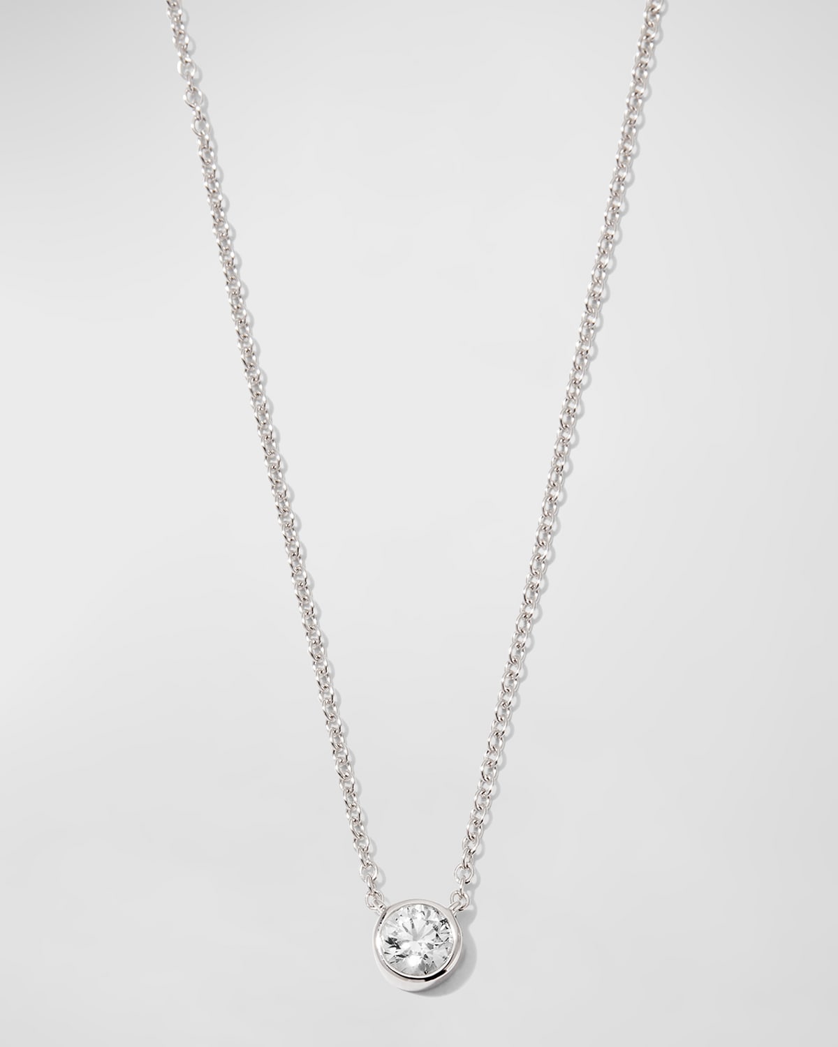 White Gold Solo Bezel Diamond Necklace, 18"L