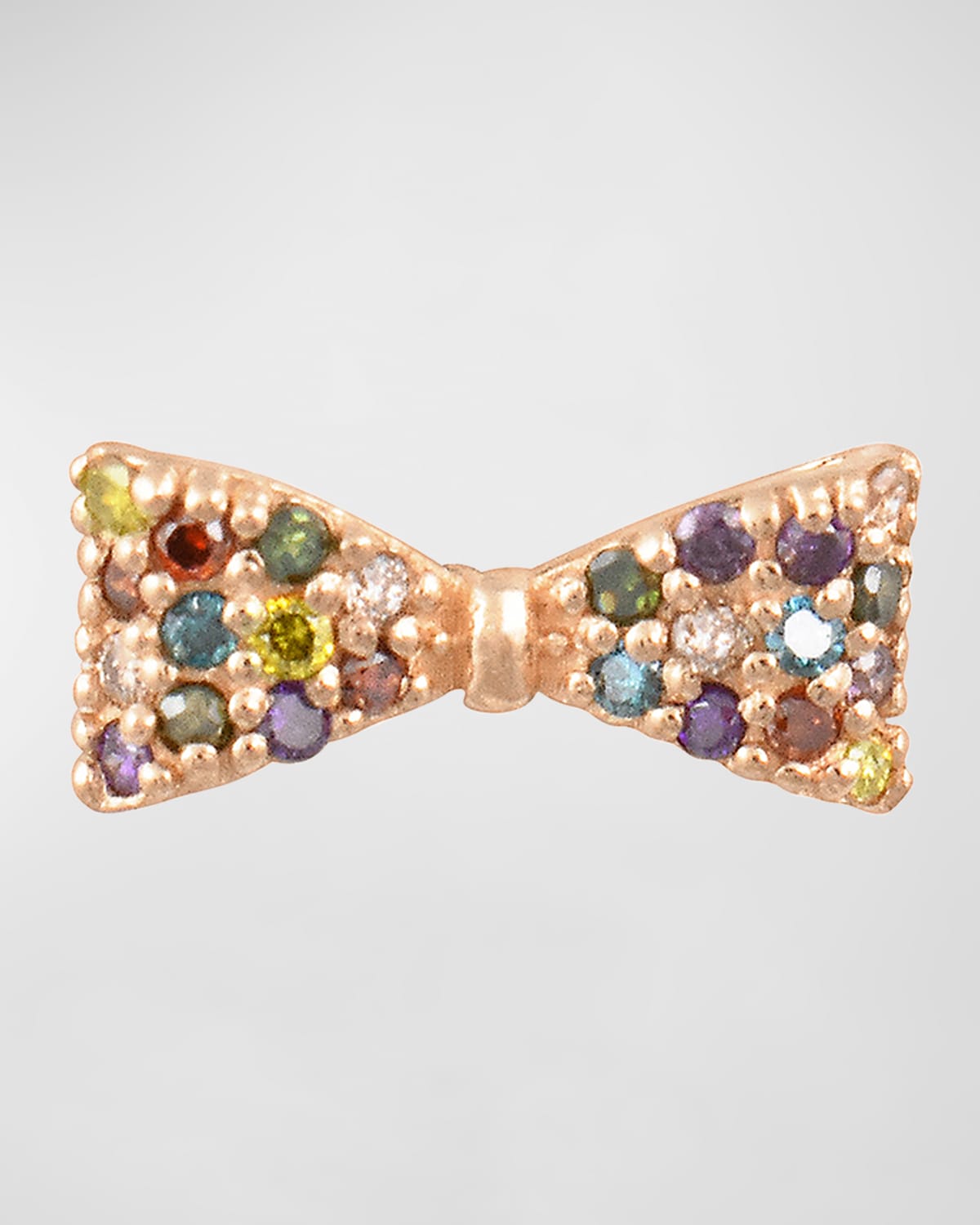 14k Rose Gold Rainbow Diamond Bow Earring (Single)
