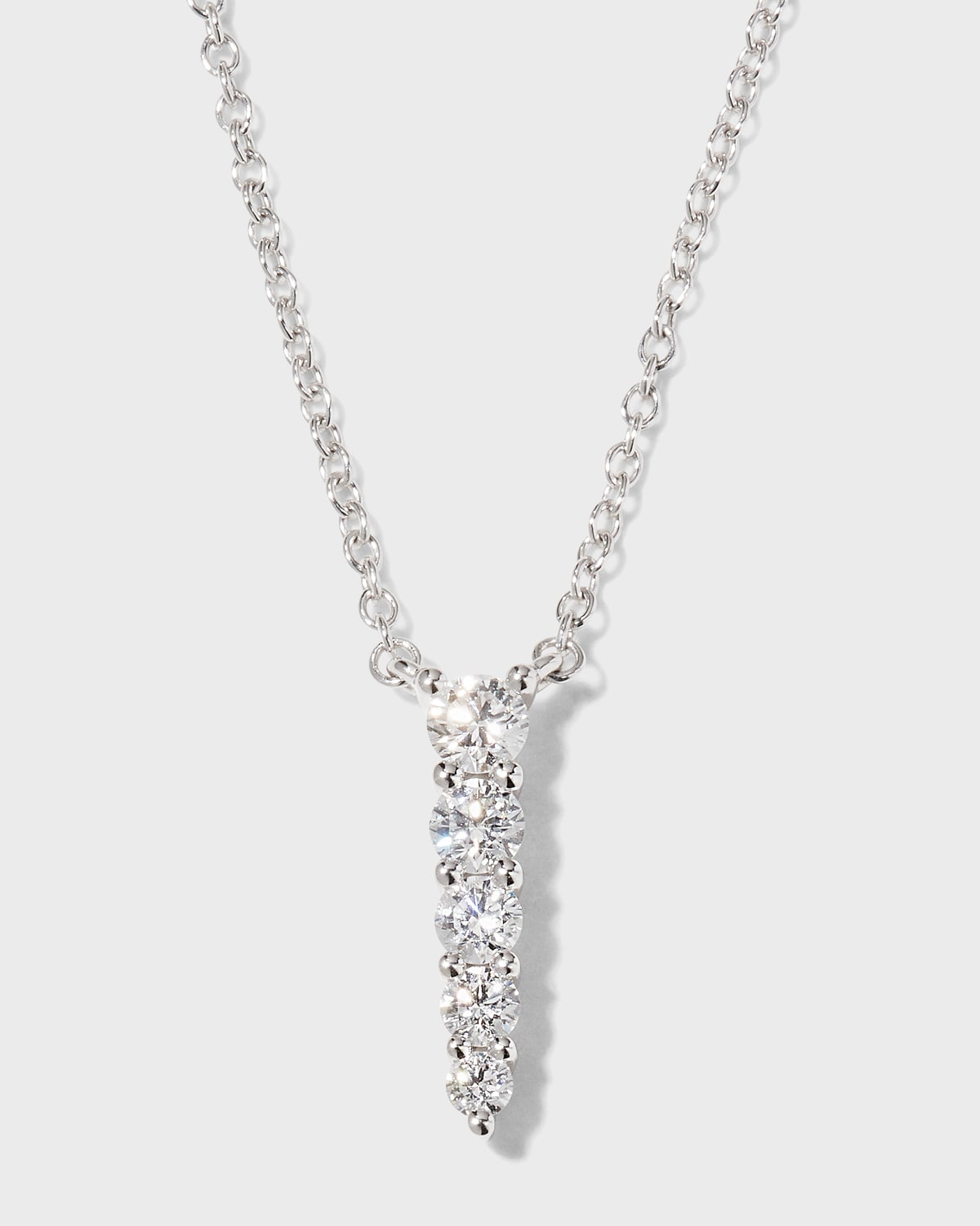 White Gold Graduating Diamond Pendant Necklace