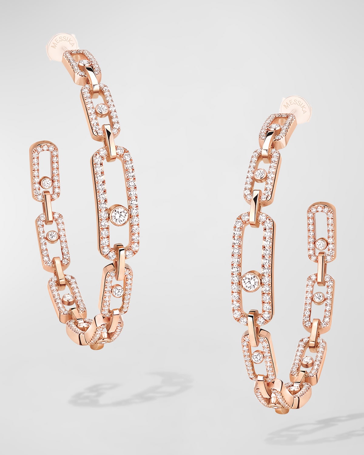 Messika Move Link 18k Medium Diamond Hoop Earrings In 15 Rose Gold