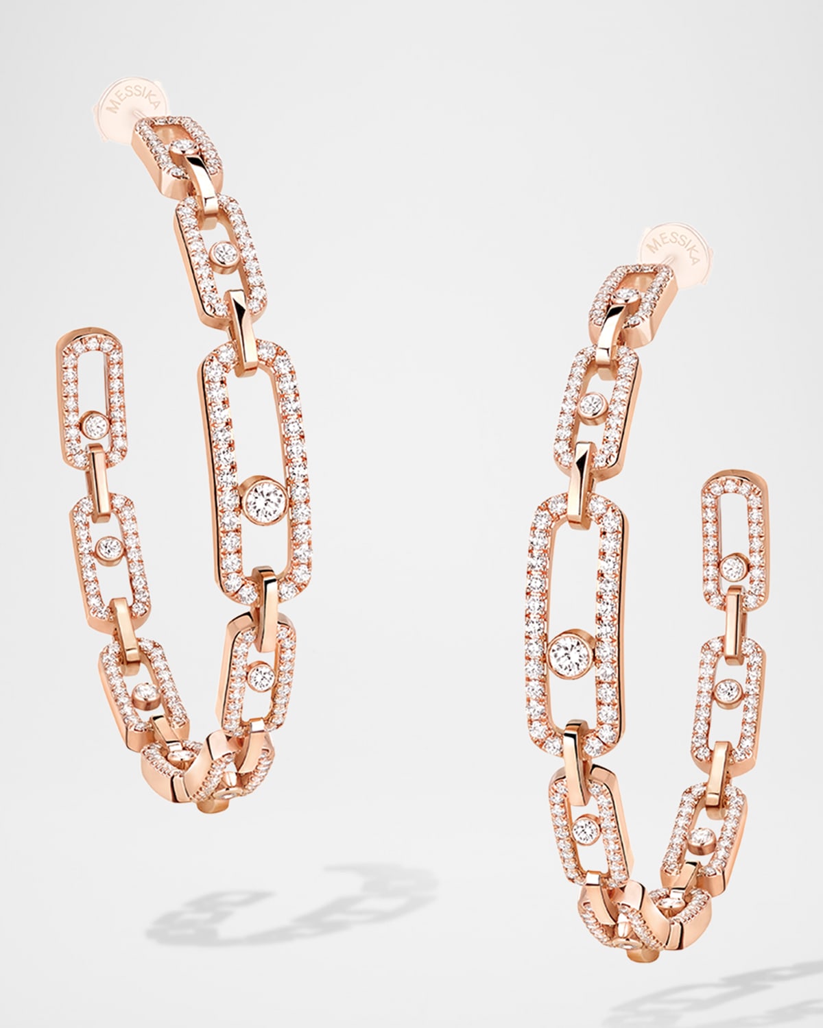 Messika Move Link 18k Medium Diamond Hoop Earrings In 15 Rose Gold