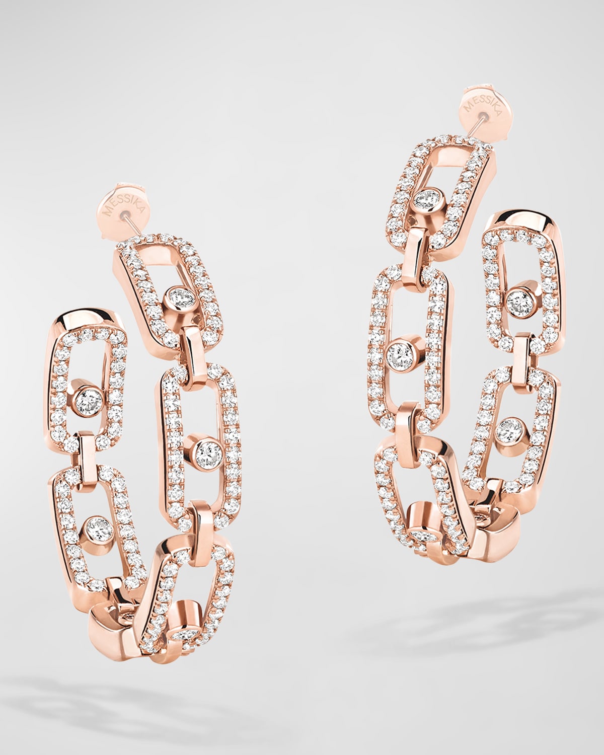 Messika Small Move Link Diamond Hoop Earrings In 15 Rose Gold