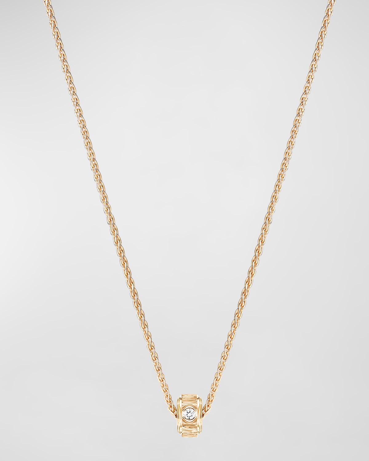 18K Pink Gold Possession Decor Palace Pendant Necklace with Single Diamond