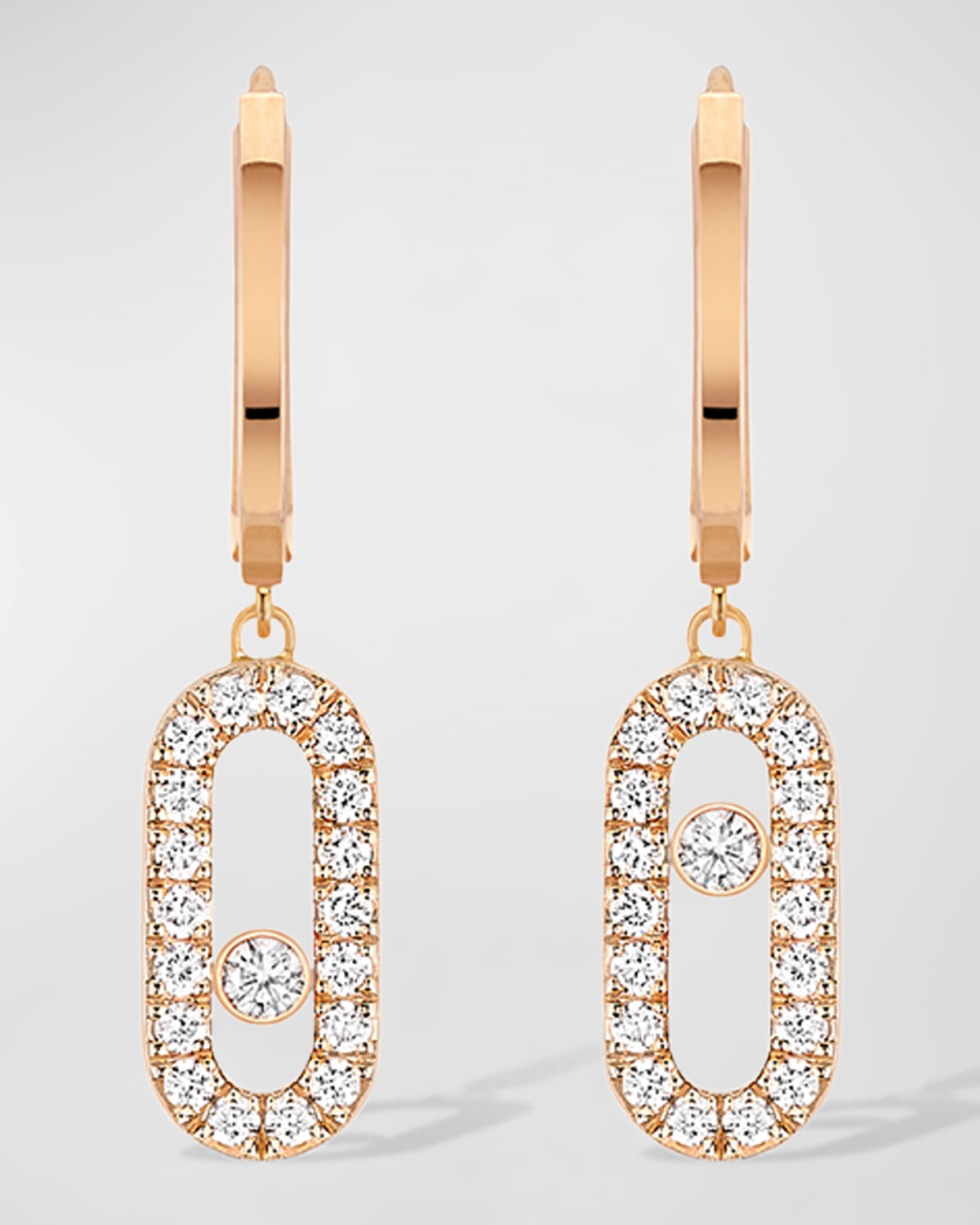 Messika Move Uno Diamond Hoop Earrings In 18k Rose Gold In 20 Platinum
