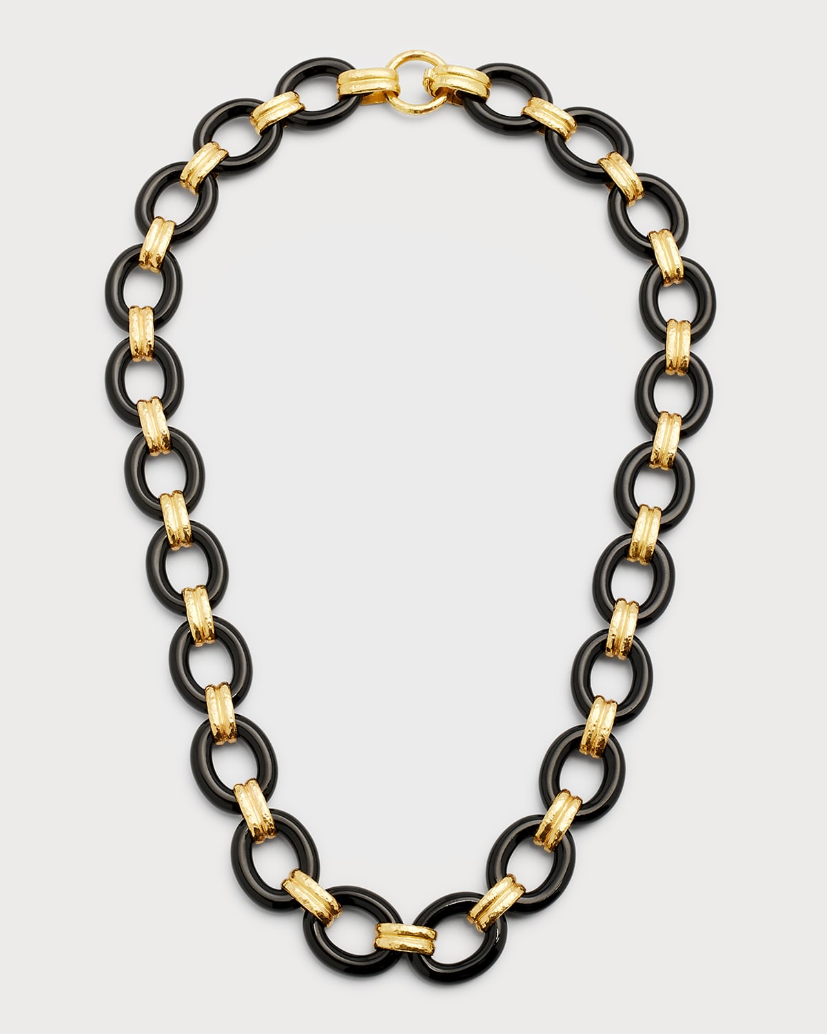 Black Jade and 19k Gold Necklace, 17"L