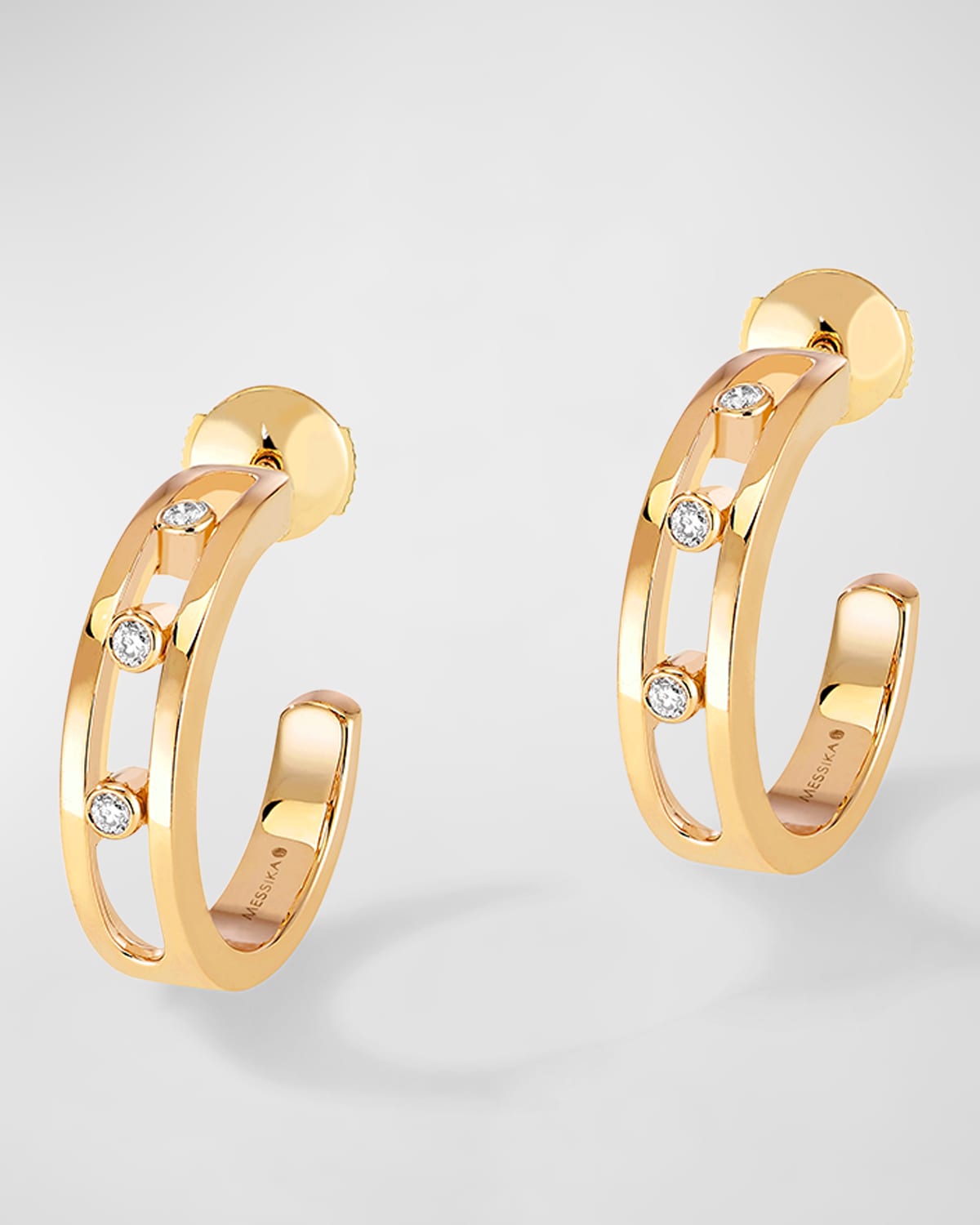 18K Yellow Gold Move Hoop Diamond Earrings