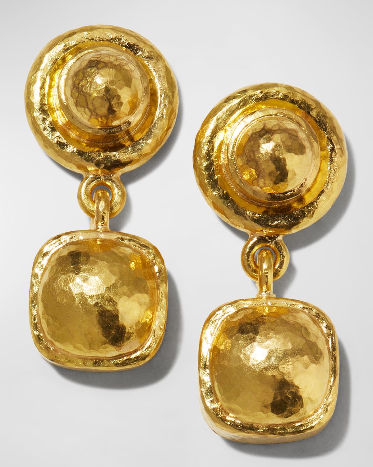 19K Domed Drop Earrings
