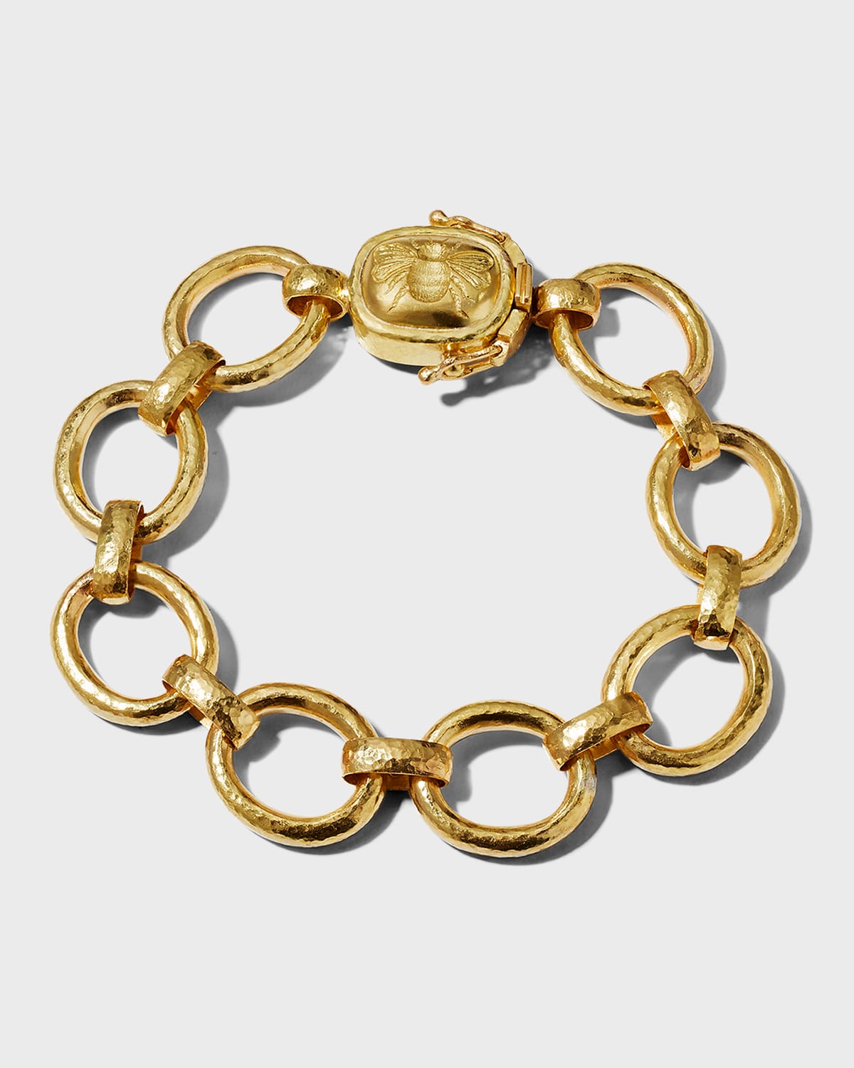 19k Gold Link Bracelet with Fat Bee Clasp