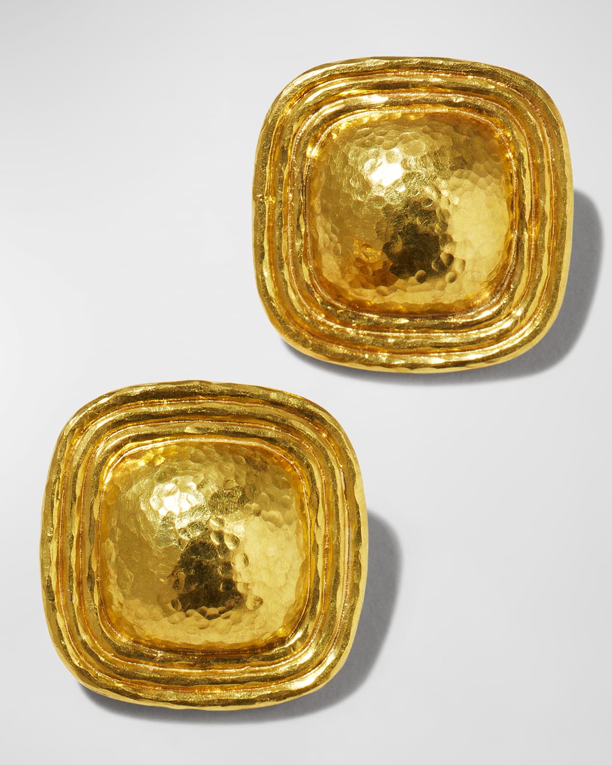 19k Domed Square Button Earrings