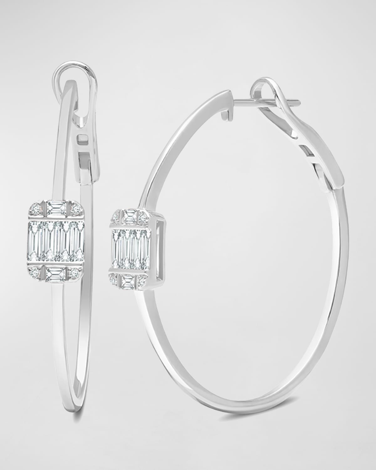 18k White Gold Large Diamond Ascension Hoop Earrings