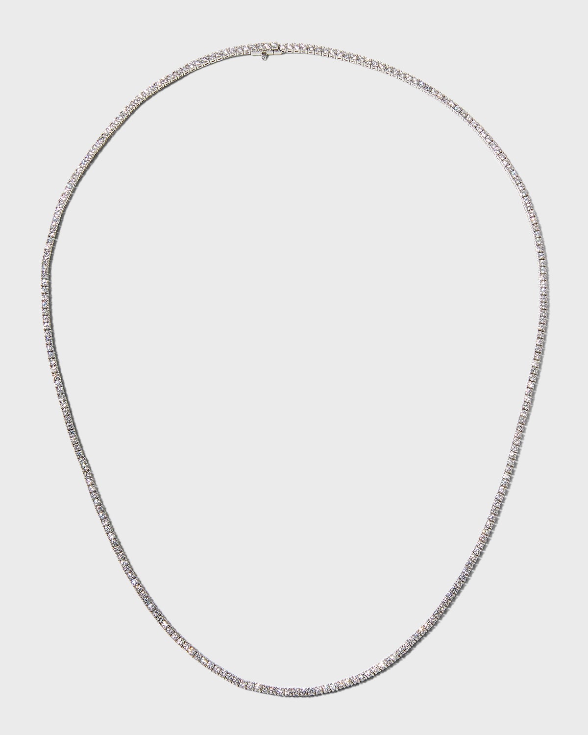 18k White Gold 4-Prong Diamond Line Necklace, 16.5"L