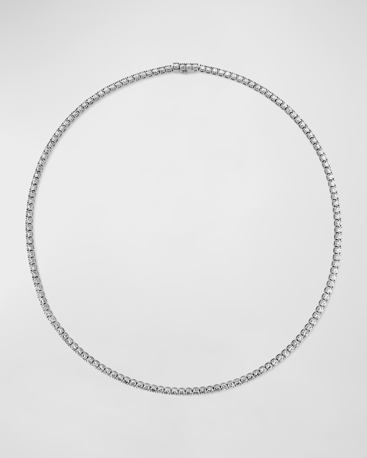18k White Gold Diamond Straight Line Necklace, 16.5"L, 9.85-10.22tcw
