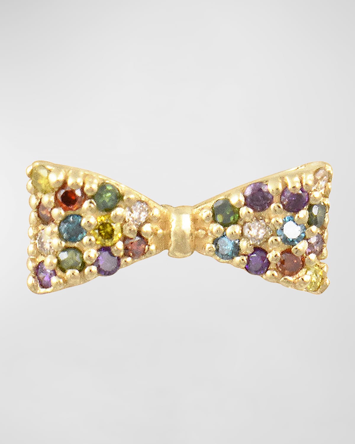 Misfit 14k Gold Rainbow Diamond Bow Earring, Single