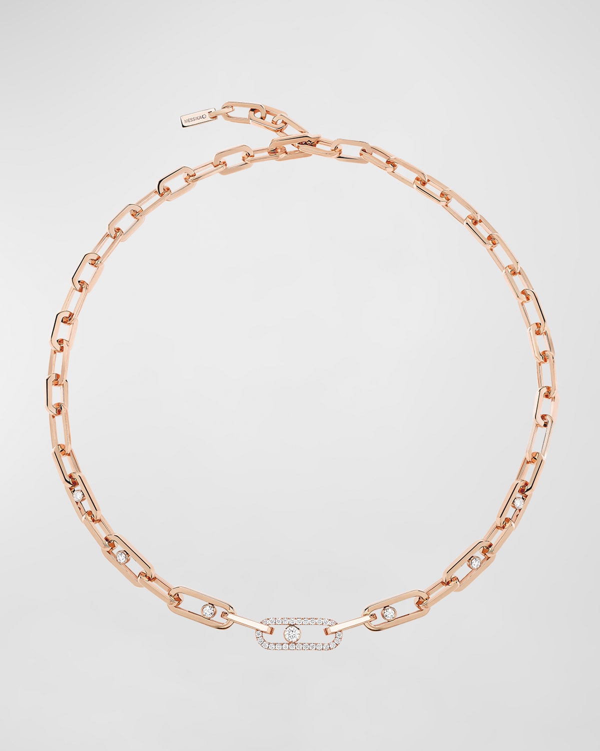 Messika Move Link 18k Pink Gold Diamond Necklace In 15 Rose Gold