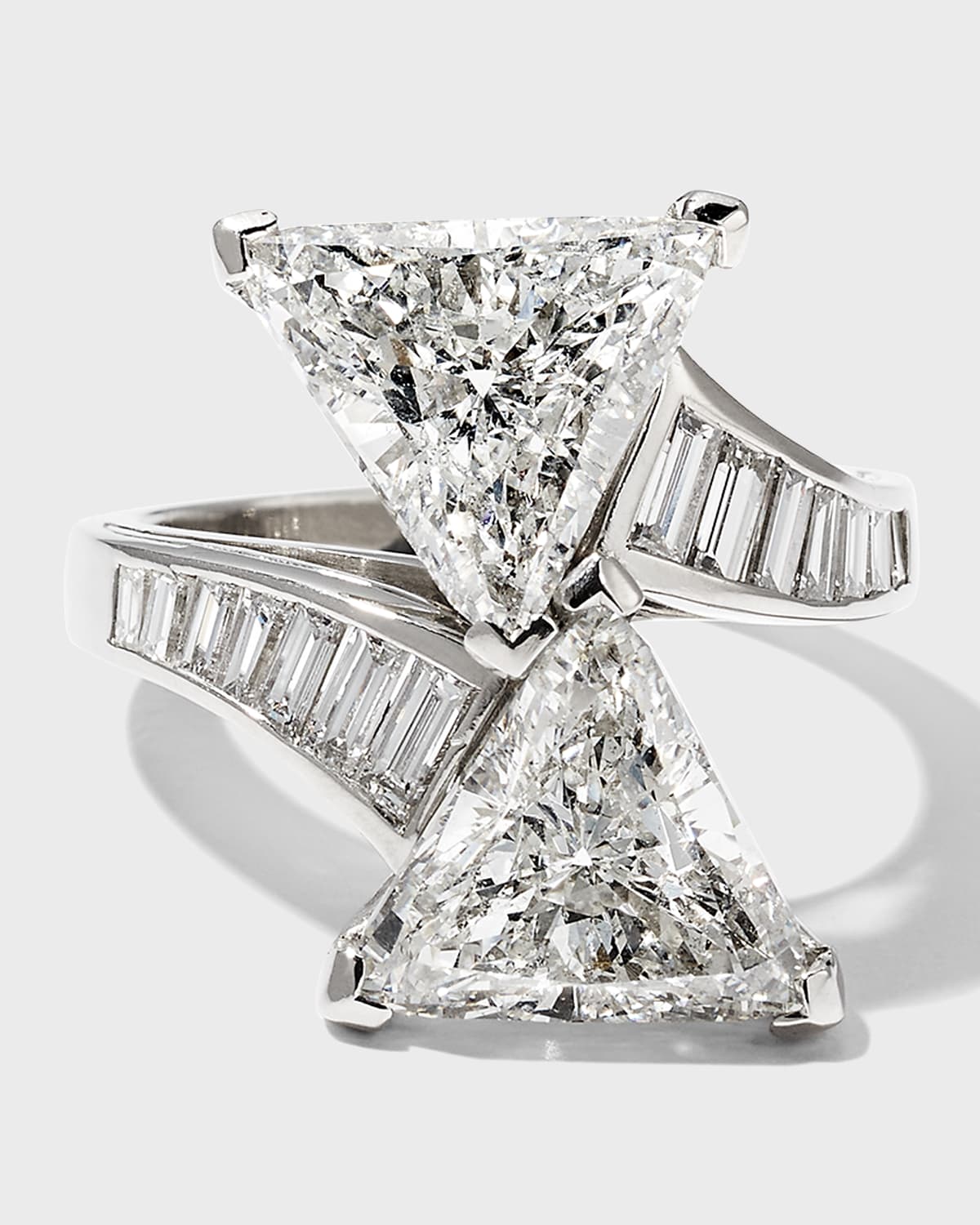 Platinum Trillion and Baguette Diamond Ring, Size 6.25