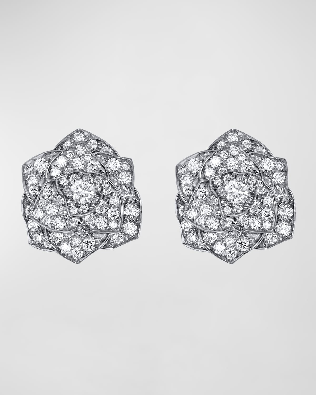 Rose 18K White Gold Diamond Earrings