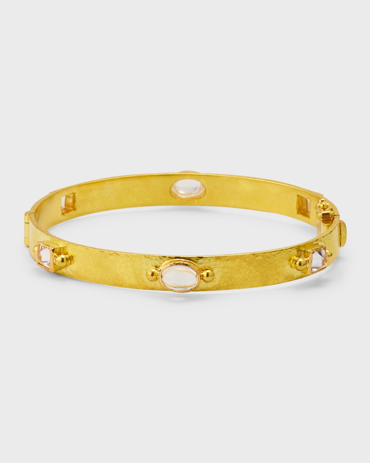 19K Yellow Gold Flat Ribbon Roberta Bangle with Moonstones