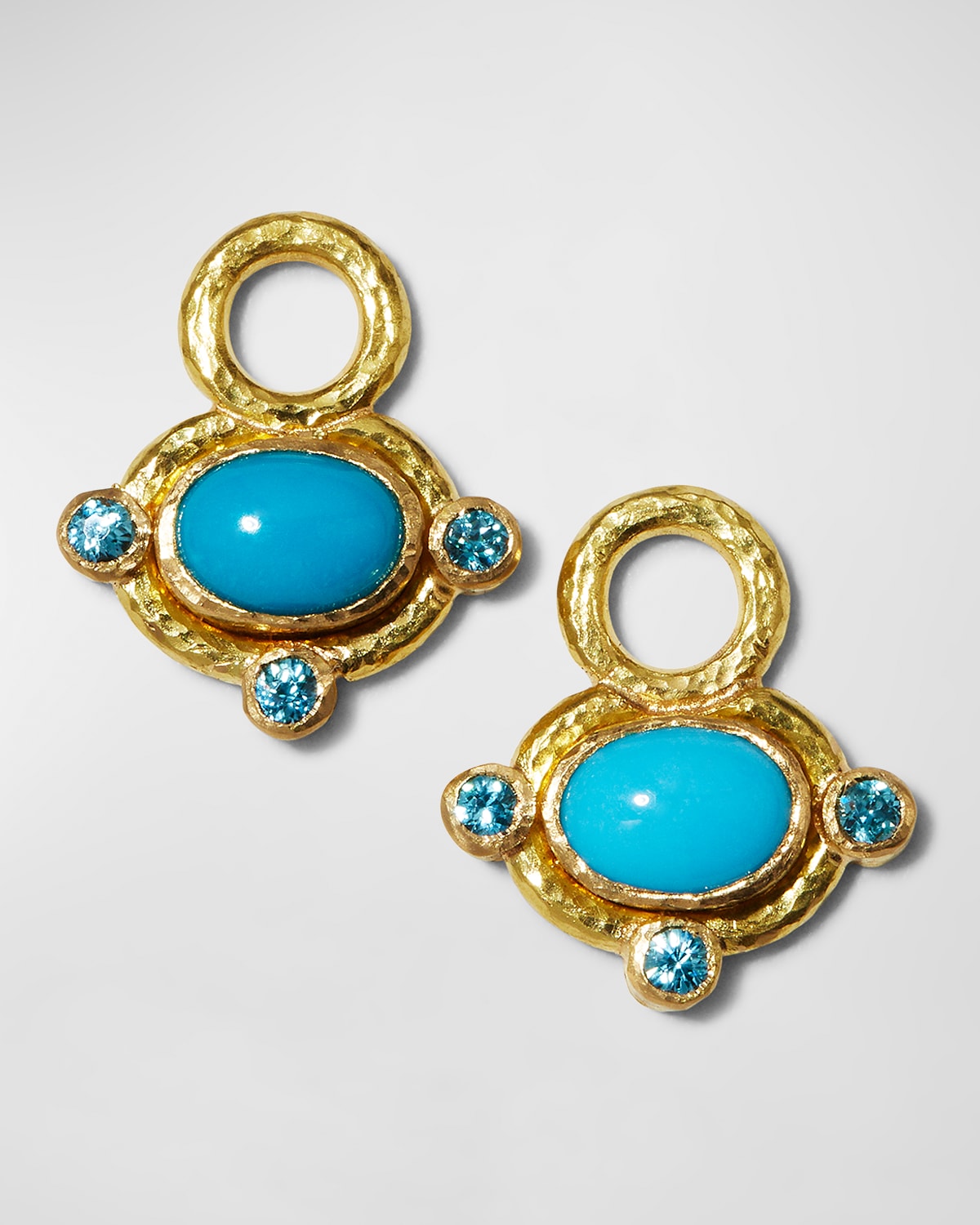 19k Cabochon Turquoise Earring Pendants