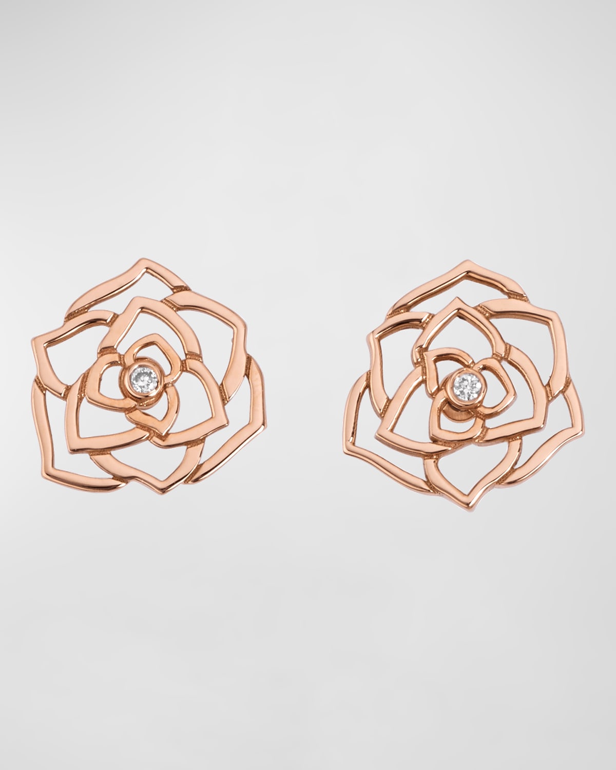 Rose 18K Rose Gold Lace Diamond Earrings