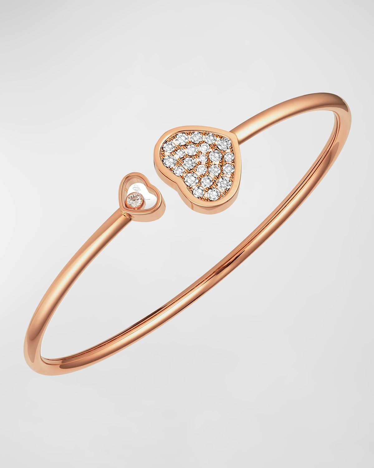 Happy Hearts 18k Rose Gold Pave Diamond Bangle Bracelet