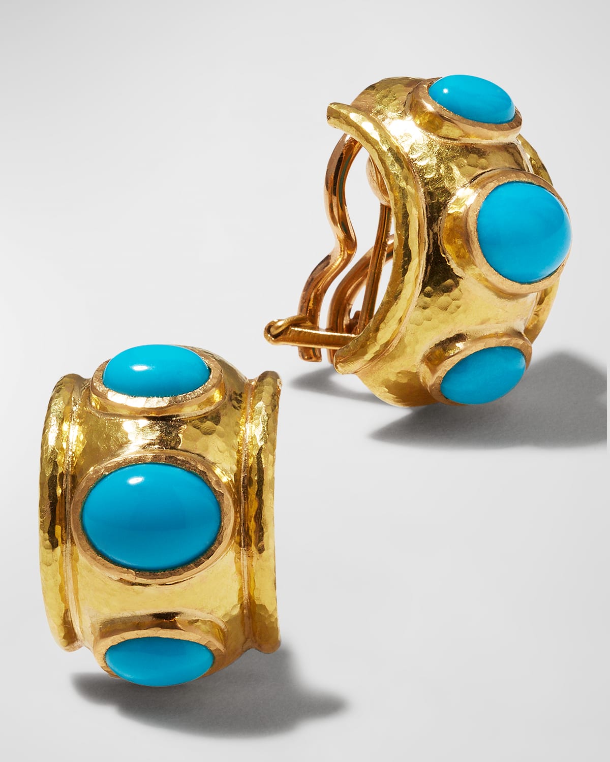 Elizabeth Locke 19K Turquoise Huggie Hoop Earrings