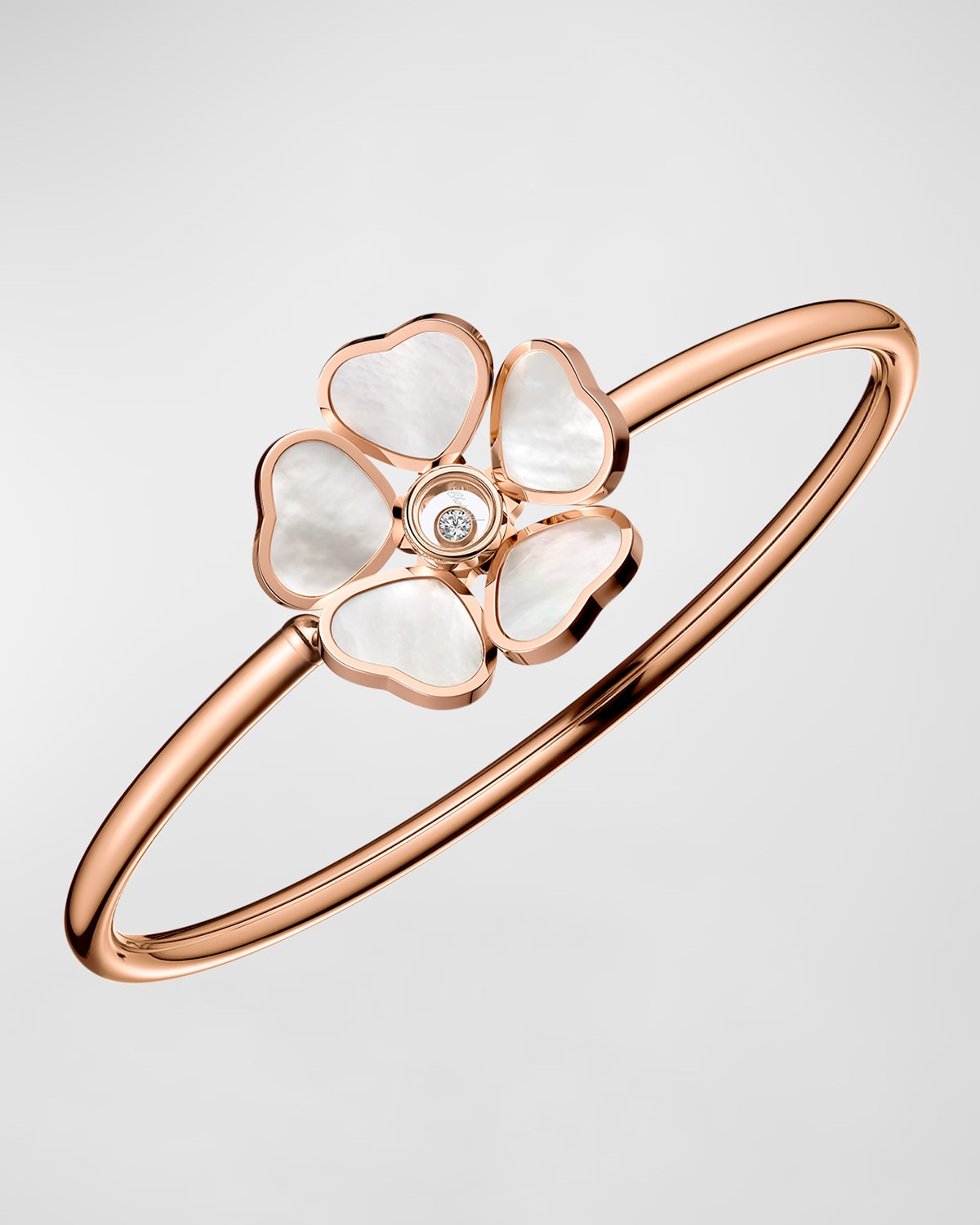 Happy Hearts 18K Rose Gold Mother-of-Pearl & Diamond Bracelet, Size Medium