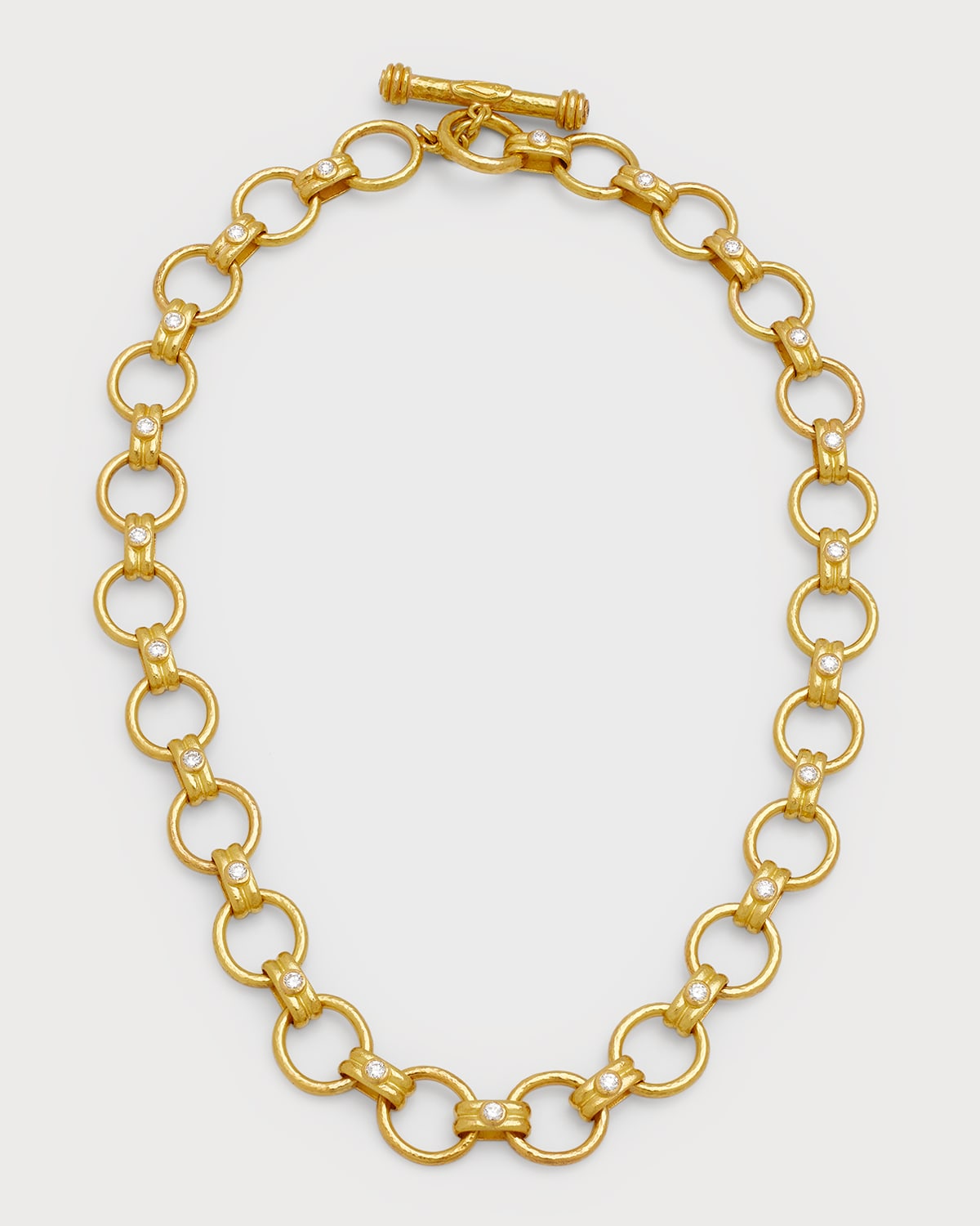 Rimini Gold 19k Link Necklace with Diamonds, 17"L