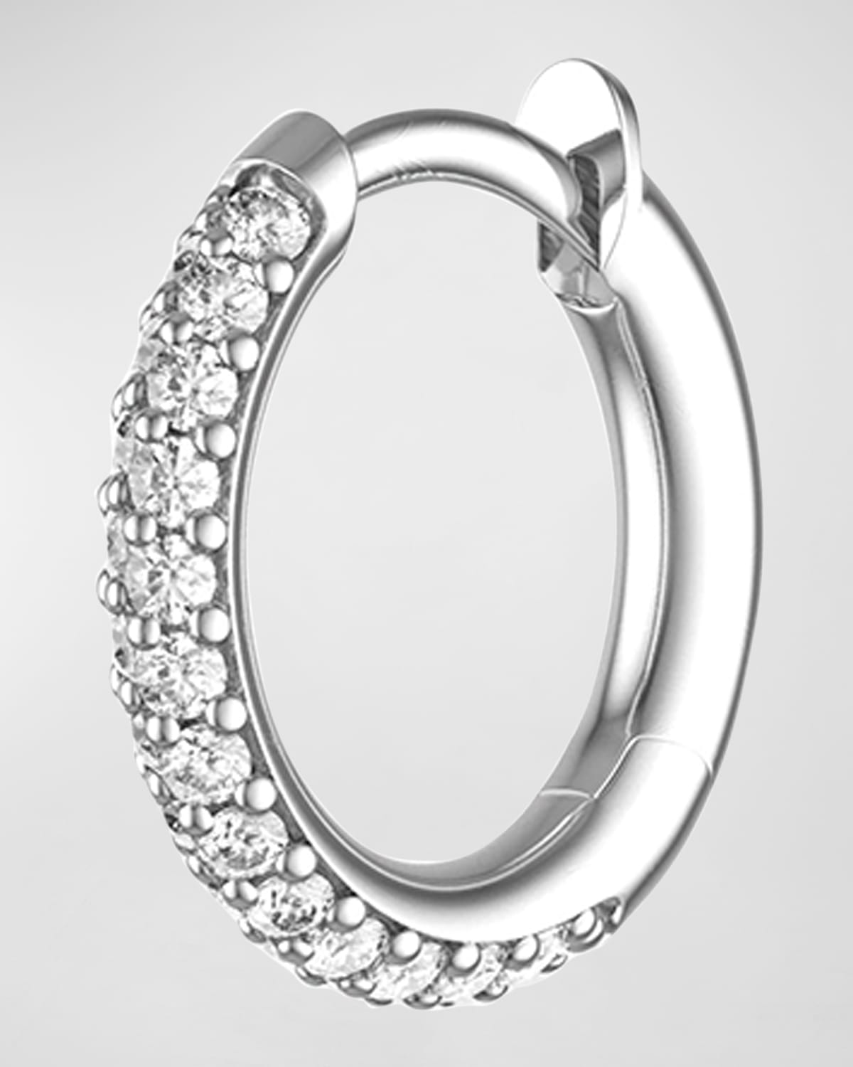 Men's Pave White Gold Gris 9mm Micro Hoop Earring with Diamonds, Single