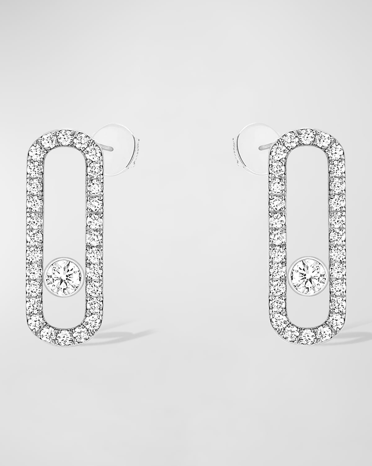 MOVE UNO 18K WHITE GOLD PAVE DIAMOND EARRINGS