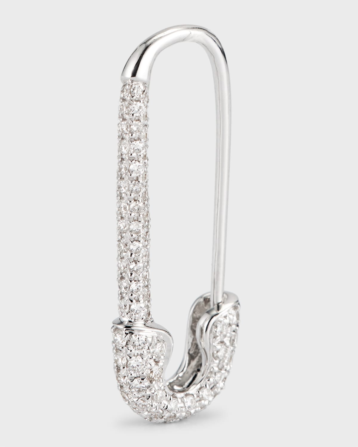 18k White Gold Diamond Safety Pin Earring, Single (Right)