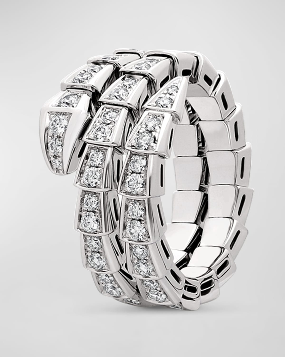 Serpenti Viper 2-Coil Ring in 18k Rose Gold and Diamonds, EU 55 / US 7.25