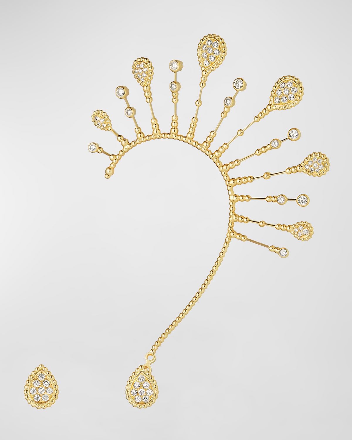18K Yellow Gold Serpent Boheme Solarite Asymmetric Diamond Earrings