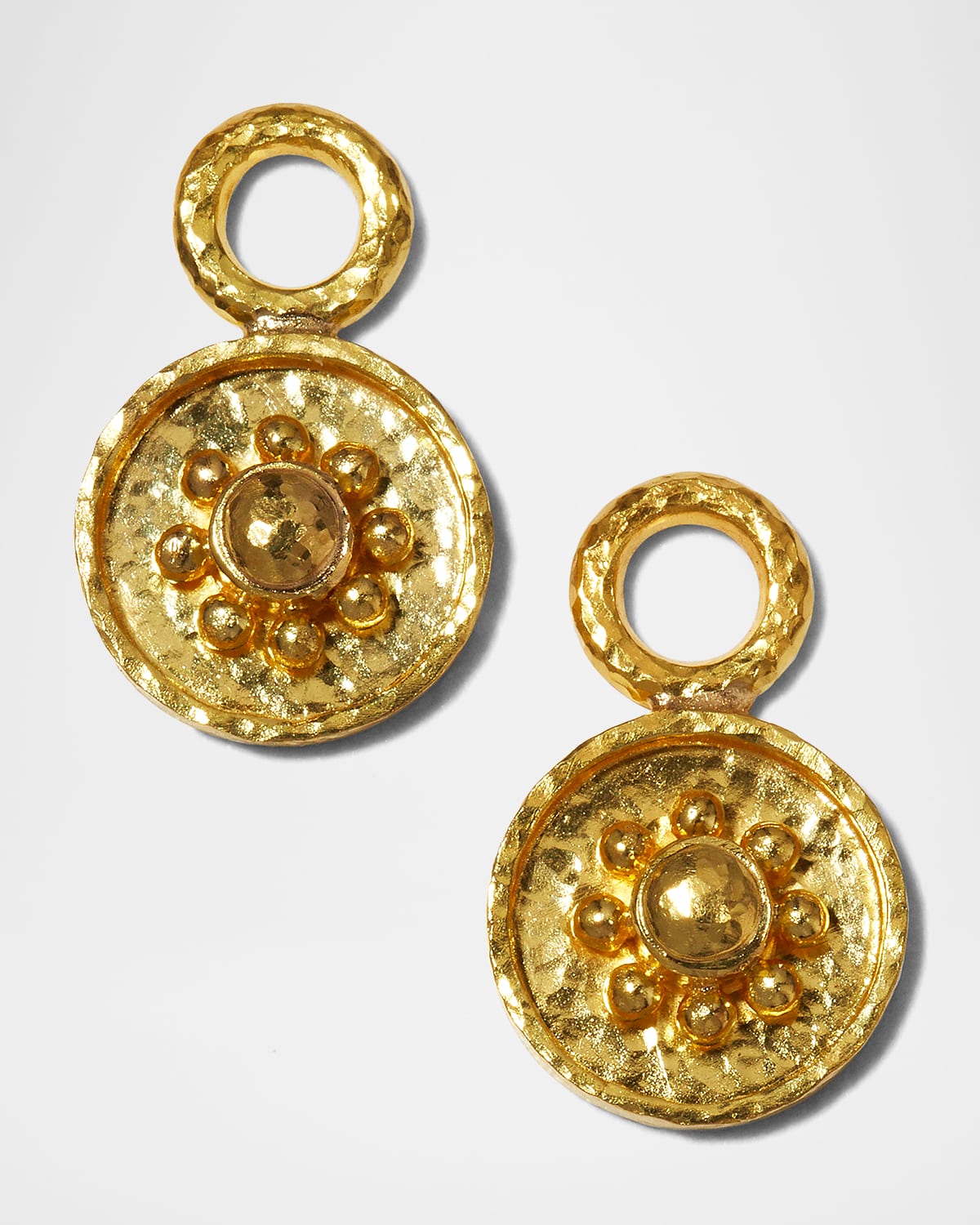 19k Gold Daisy Disc Earring Pendants