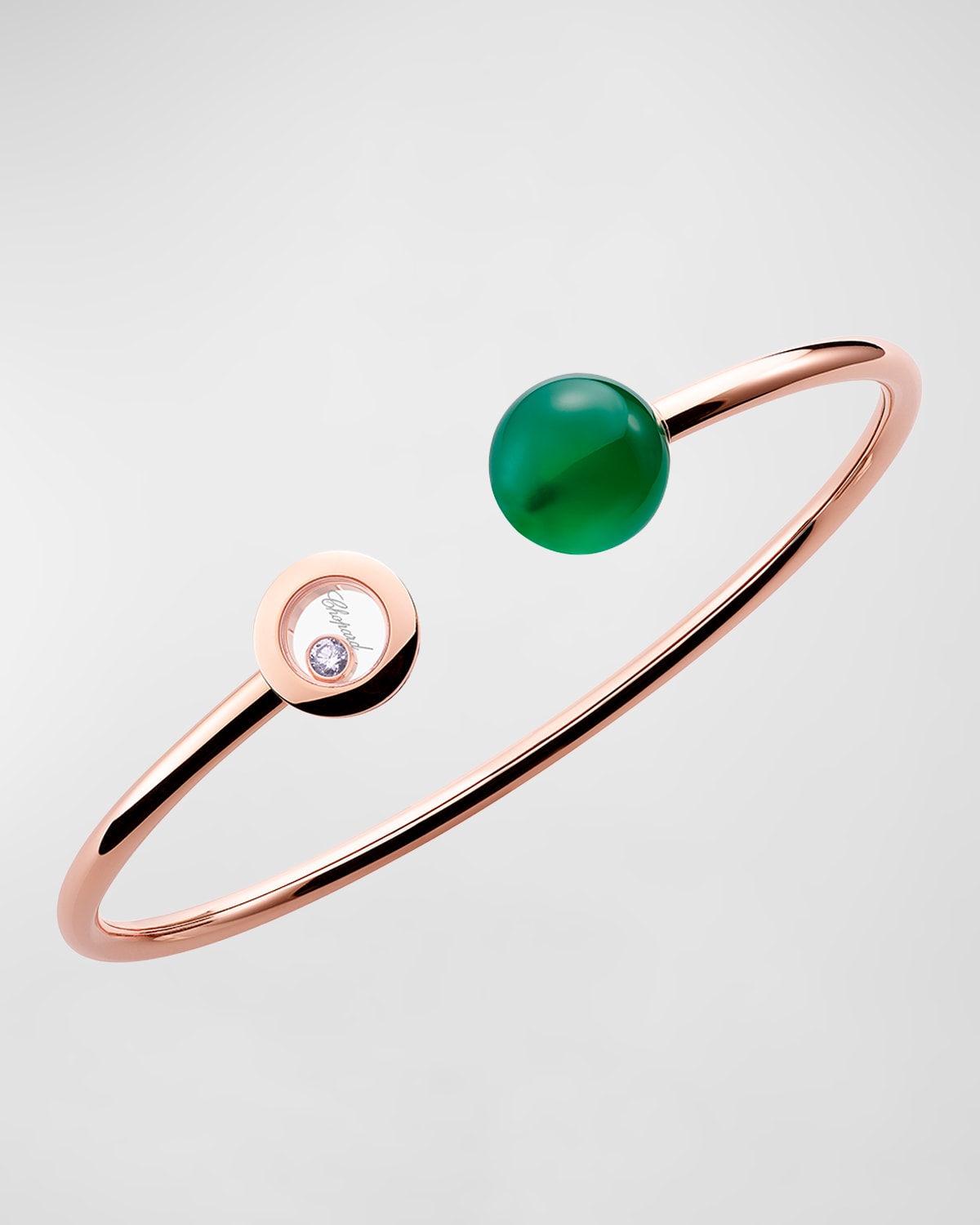 Happy Diamonds Planet 18K Rose Gold Green Agate Bracelet, Size Medium