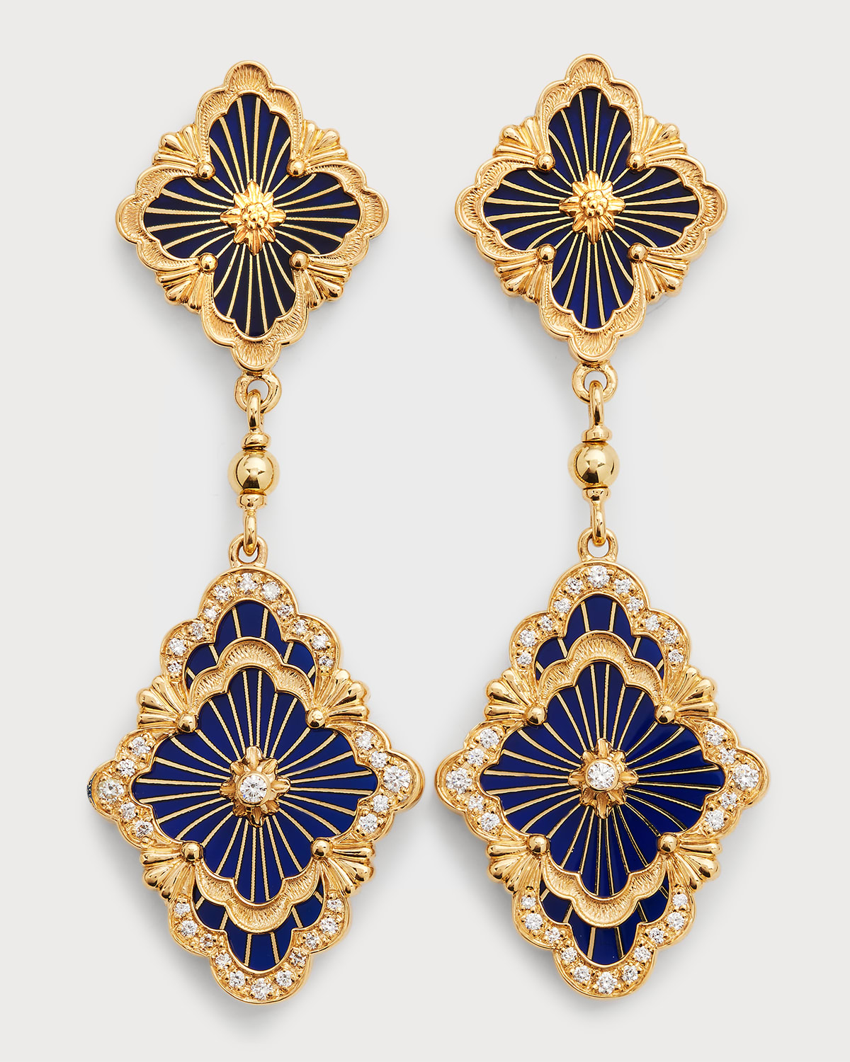 Opera Tulle 18K Blue Enamel Diamond Drop Earrings