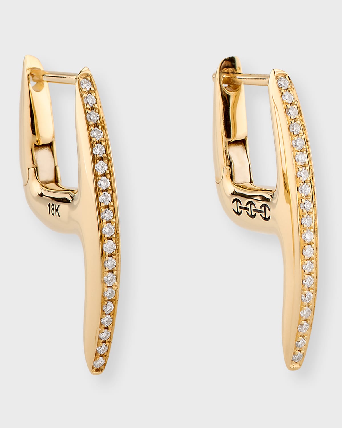 18K Yellow Gold Mini Axe Earrings with Diamonds