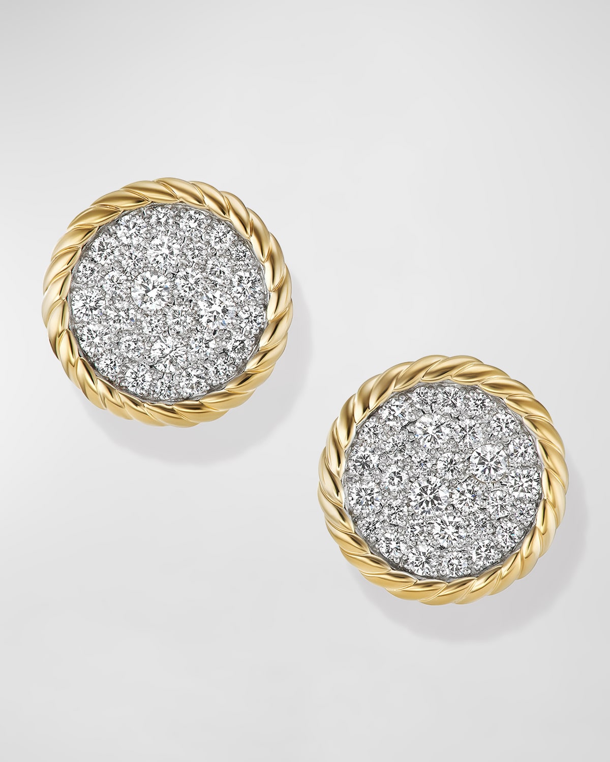 David Yurman Women's Dy Elements Button Stud Earrings In 18k Yellow Gold With Pavé Diamonds