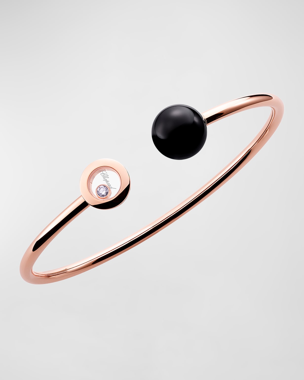 Happy Diamonds Planet 18K Rose Gold Black Onyx Bracelet, Size Medium