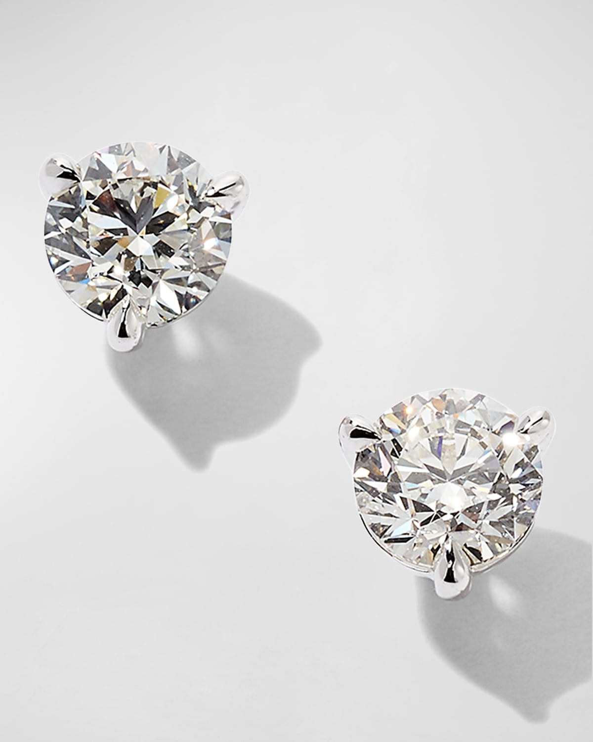 White Gold 2 Round Diamond Champagne Stud Earrings, 1.0tcw