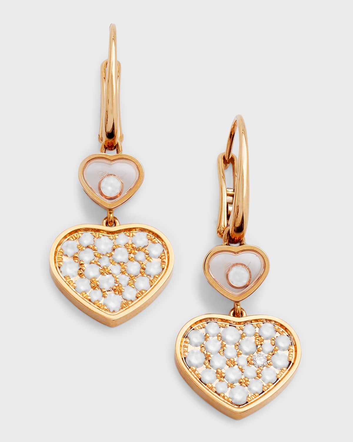 Happy Hearts 18K Rose Gold Diamond Earrings