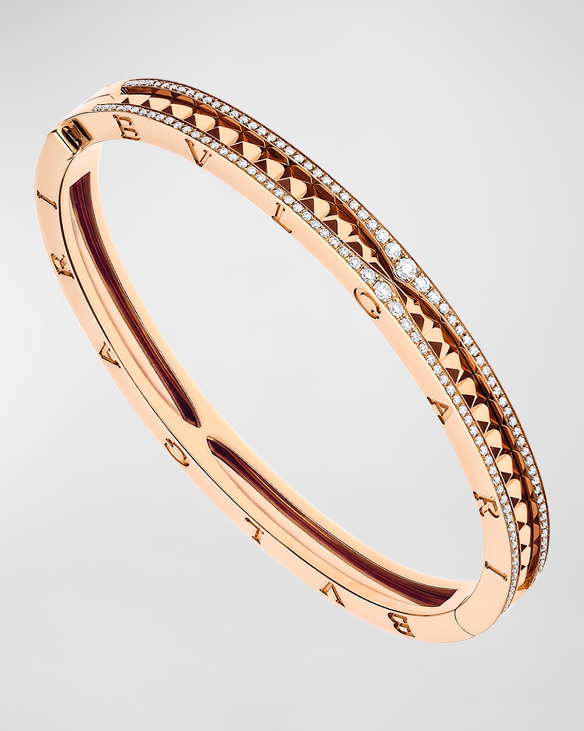 B.Zero1 Rock 18K Rose Gold Studded Diamond Bracelet, Size M