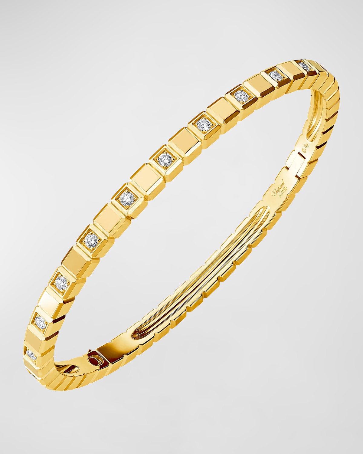 Ice Cube 18K Yellow Gold Alternating Diamond Bracelet, Size Medium