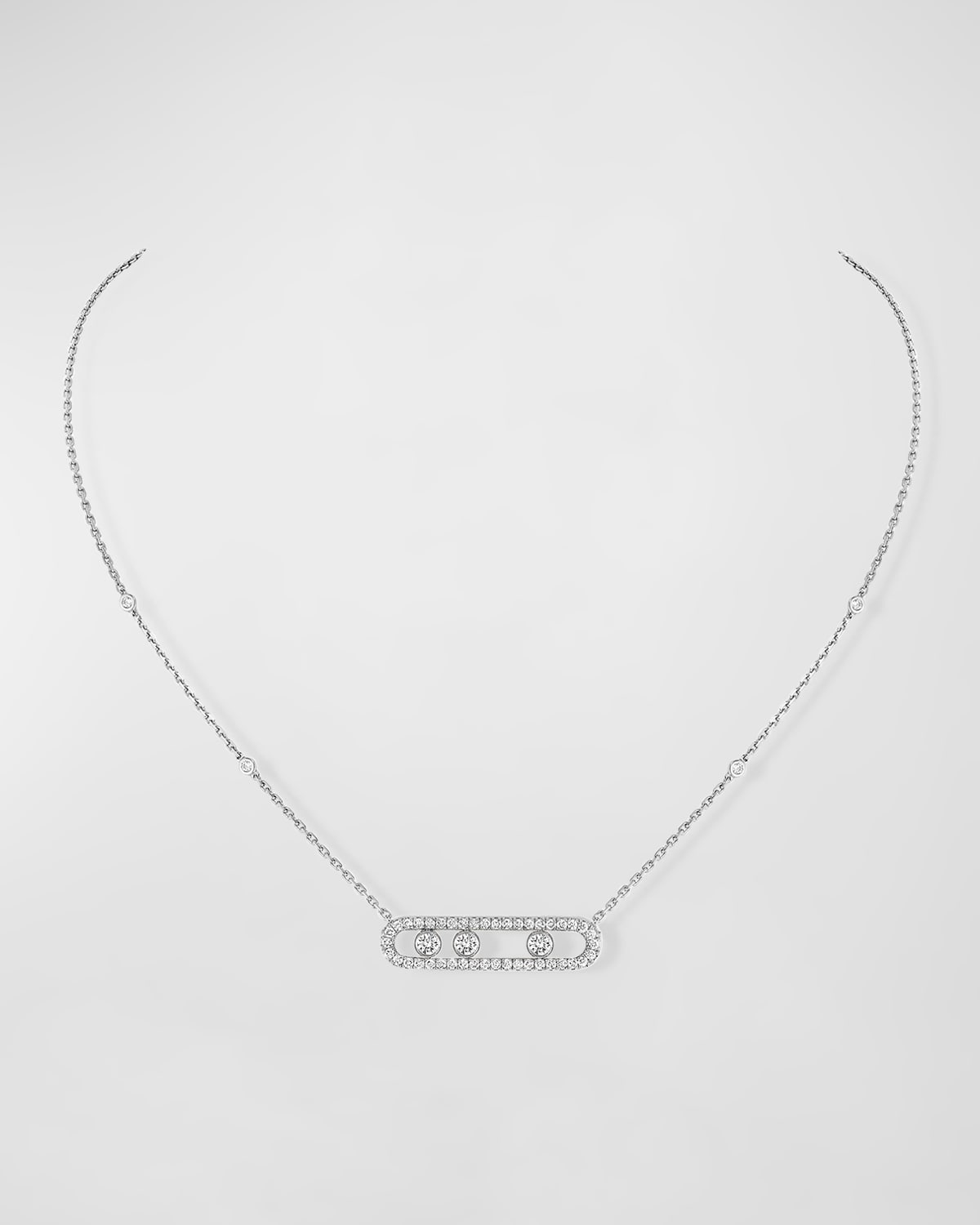 Messika Move Diamond 18k White Gold Pave Necklace In Metallic