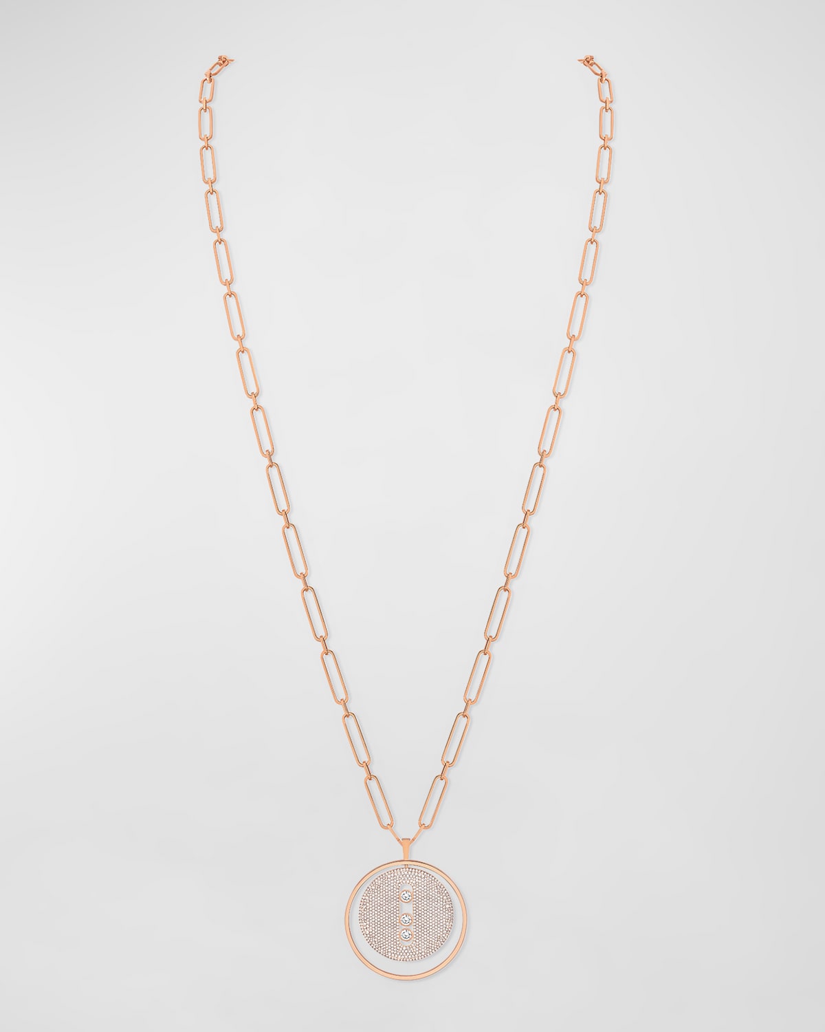 Messika Lucky Move 18k Rose Gold Full Pave Necklace In 15 Rose Gold