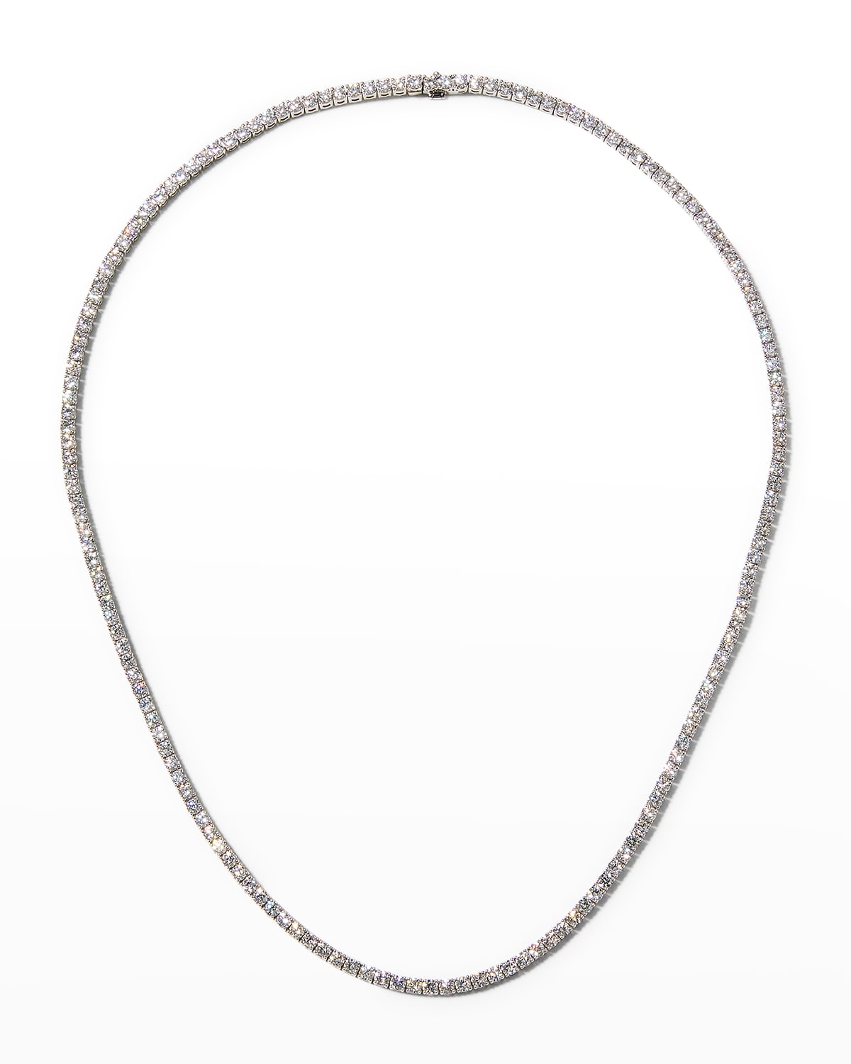 White Gold 4-Prong Diamond Line Necklace, 8.0tcw